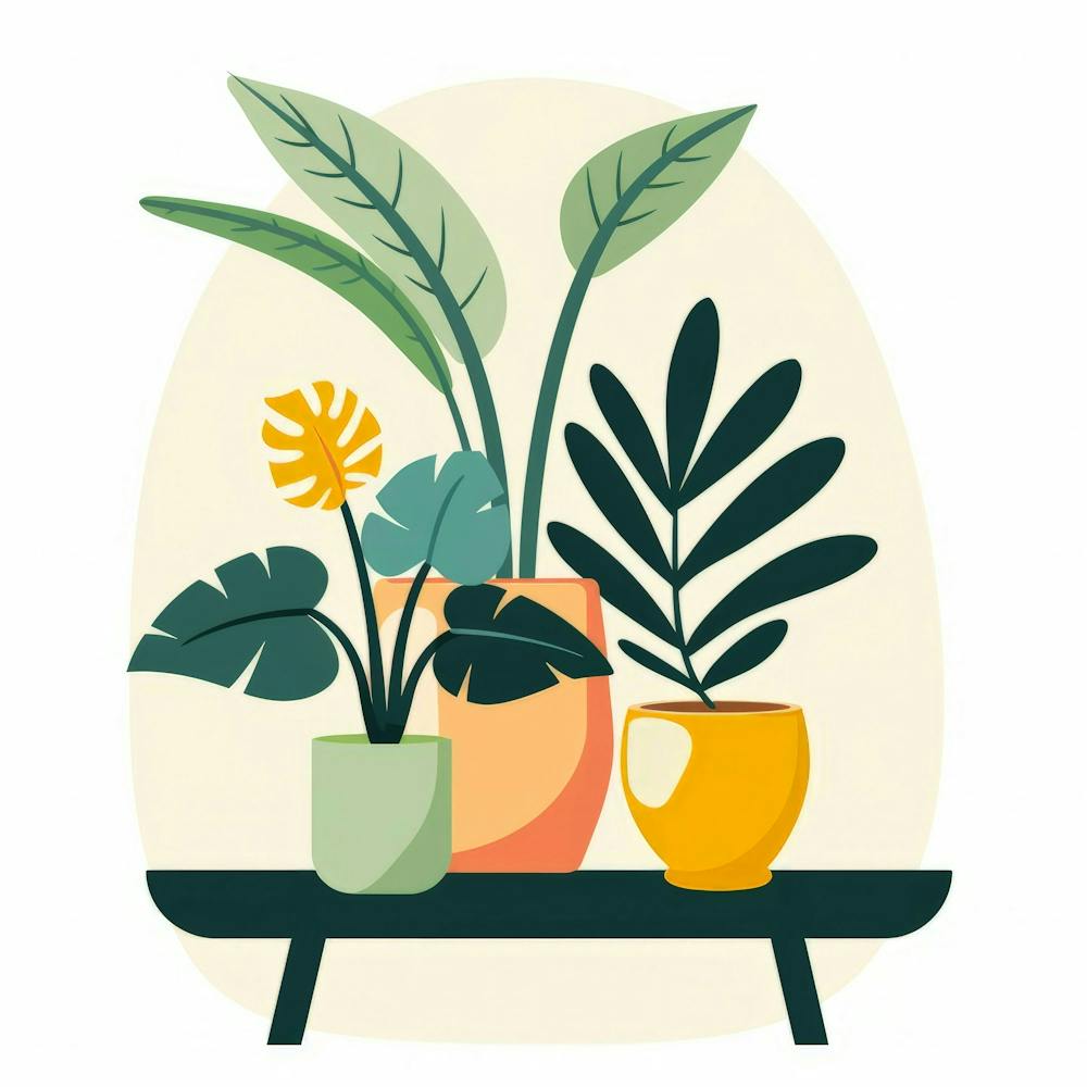 Potted Plants On A Table