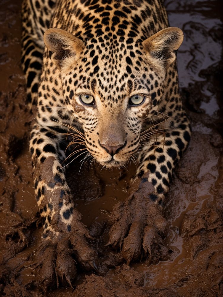 African Leopard Muddy Paws Realism 3