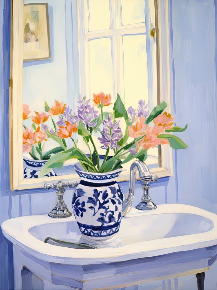 Bathroom Vanity Painting With A Lavender Bouquet 3