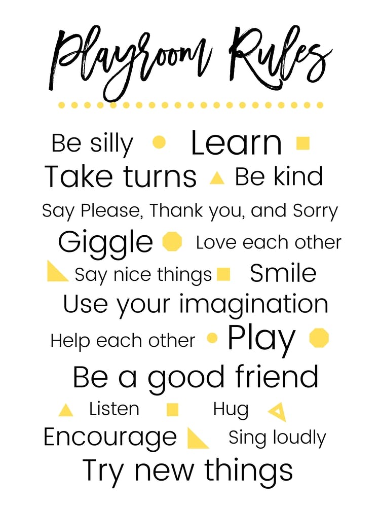 Yellow Playroom Rules