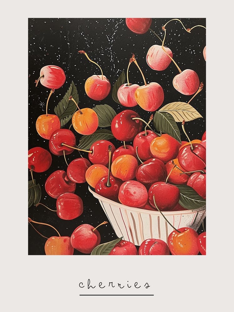 Art Deco Cherry Explosion 2 Poster