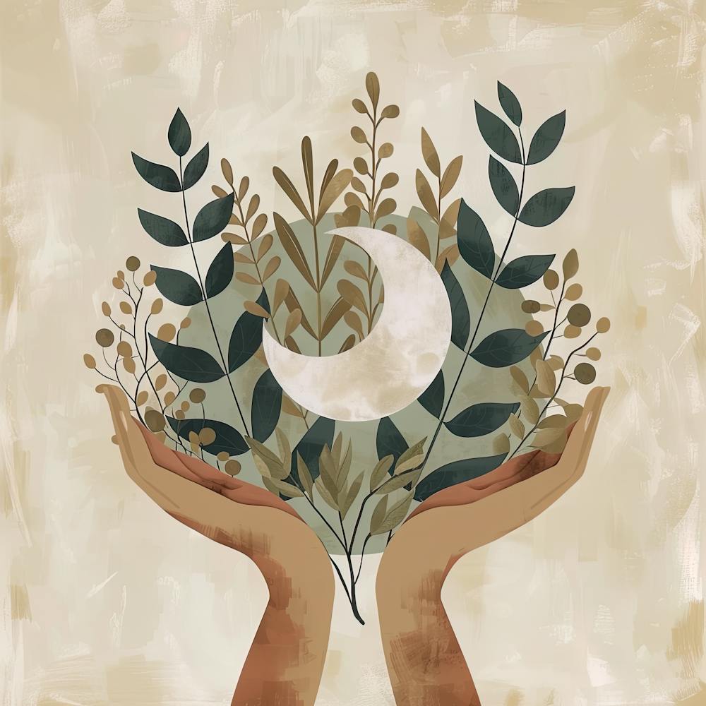 Boho Hand And Moon Art