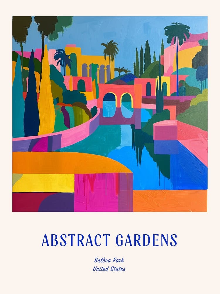Colourful Gardens Balboa Park Usa Blue Poster