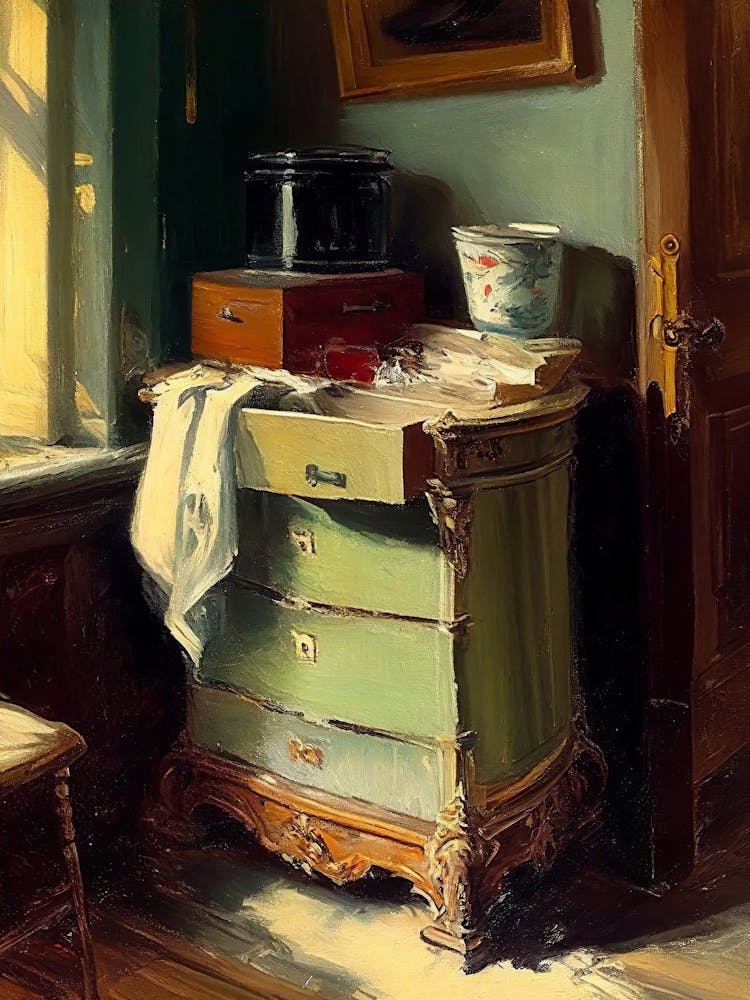 Mystic Interior Painting Light Academia Print, Moody Still Life, Moody Painting, Cottage Decor, Moody Wall Art