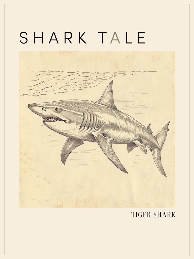 Tiger Shark Vintage Illustration 2 Poster