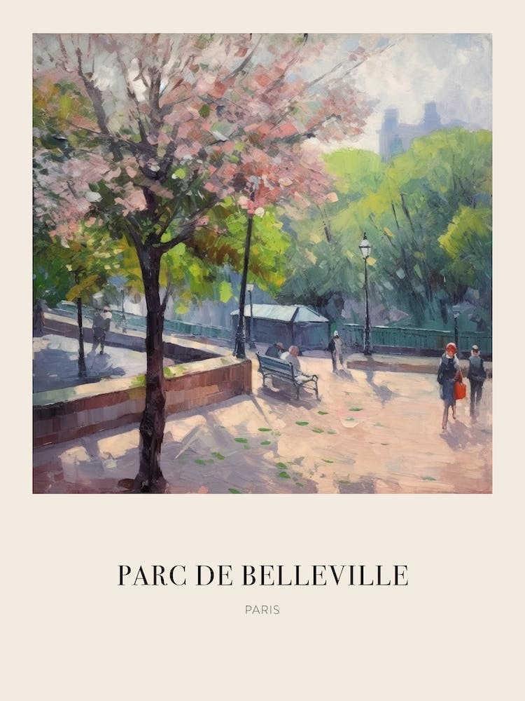 Parc De Belleville Paris France Vintage Cezanne Inspired Poster