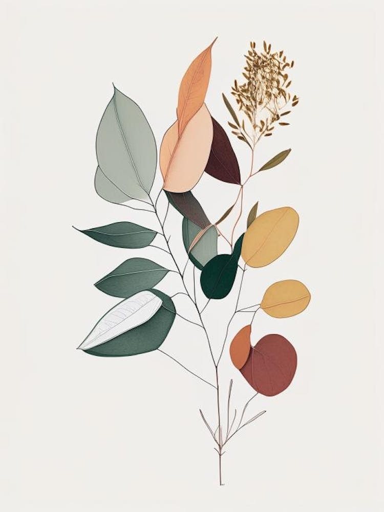 Eucalyptus Spices And Herbs Minimal Line Drawing 2