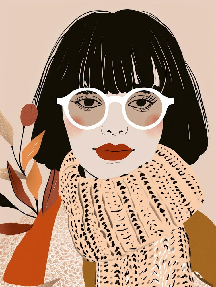 Illustration Of A Woman Wearing Glasses