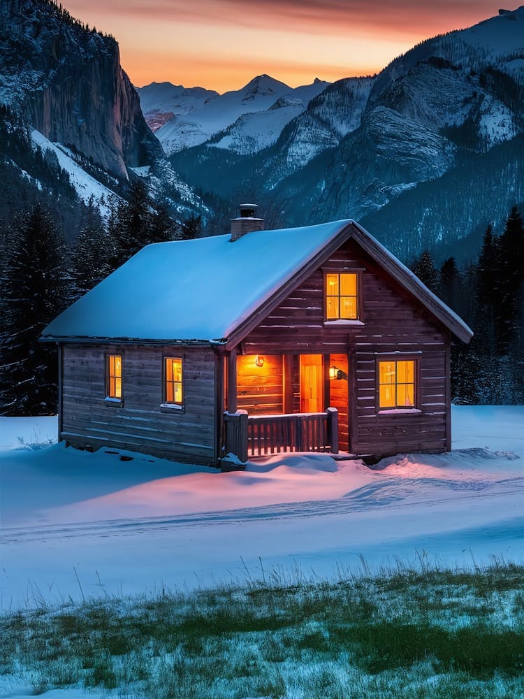 Yosemite Hütte bei Sonnenuntergang