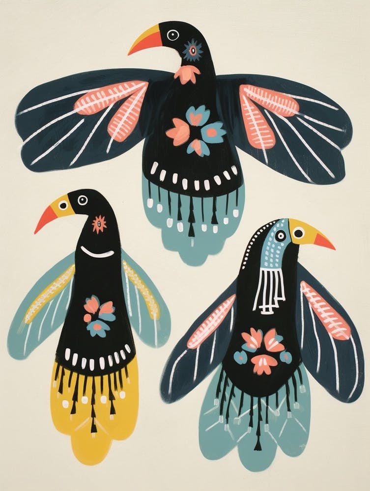 Folk Style Bird Painting California Condor 1