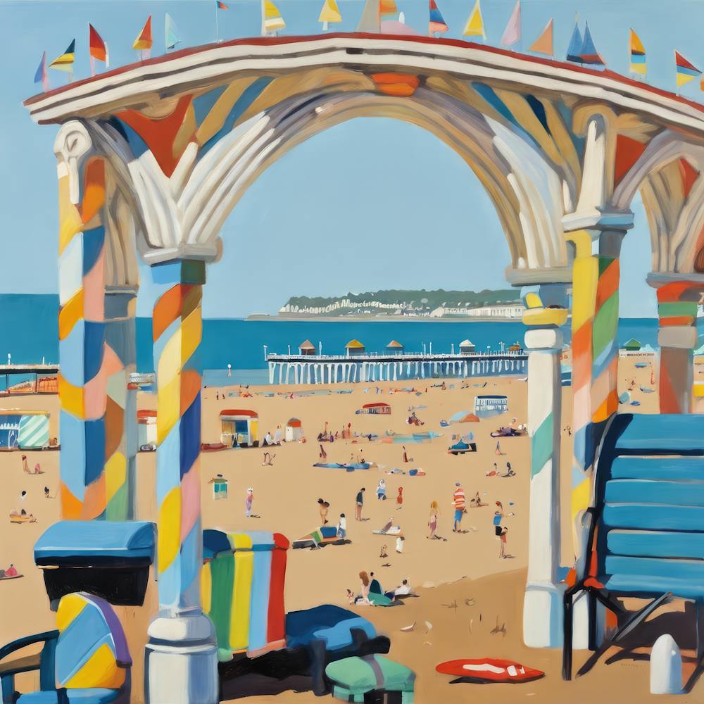 Brighton Beach Series in Style of David Hockney 2