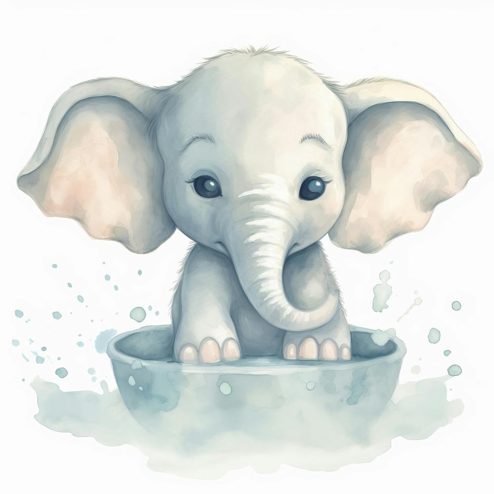 Baby Elephant In A Bowl
