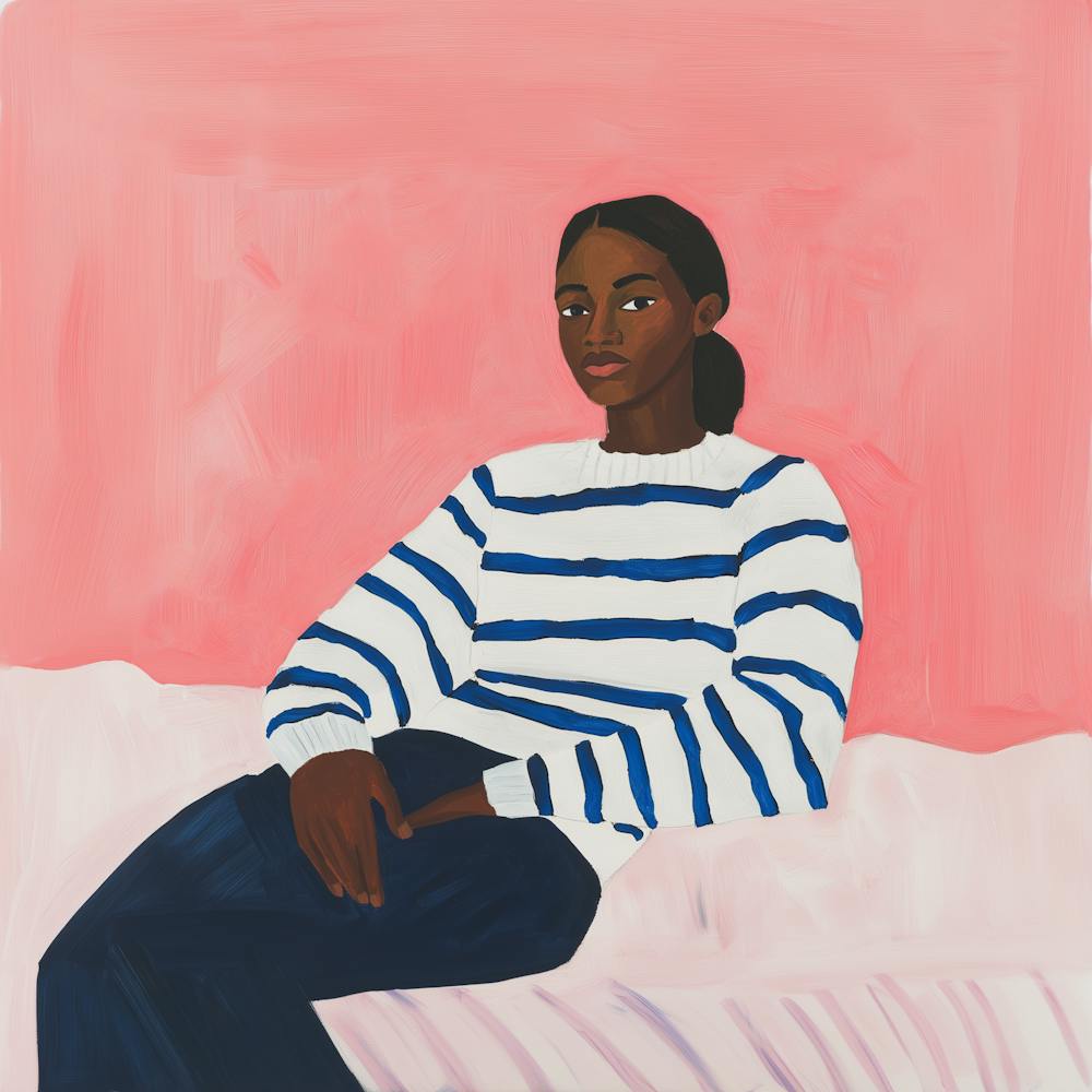 Woman Sitting On A Bed