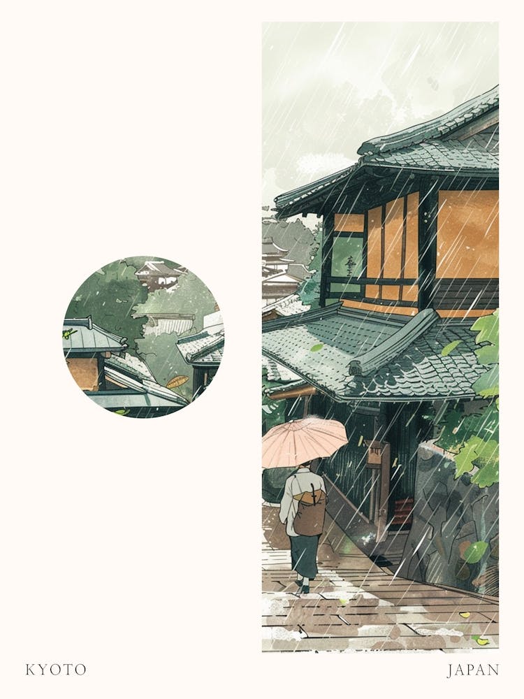 Kyoto Japan 3 Cut Out Travel Poster