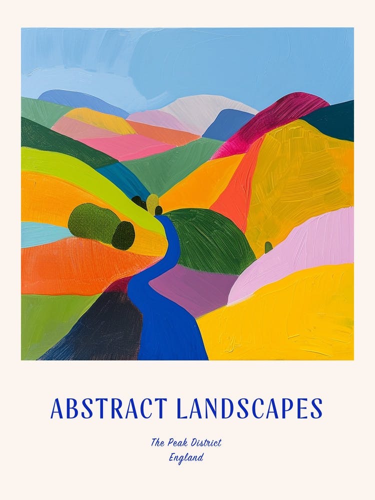 Colourful Abstract The Peak District England 2 Poster Blue