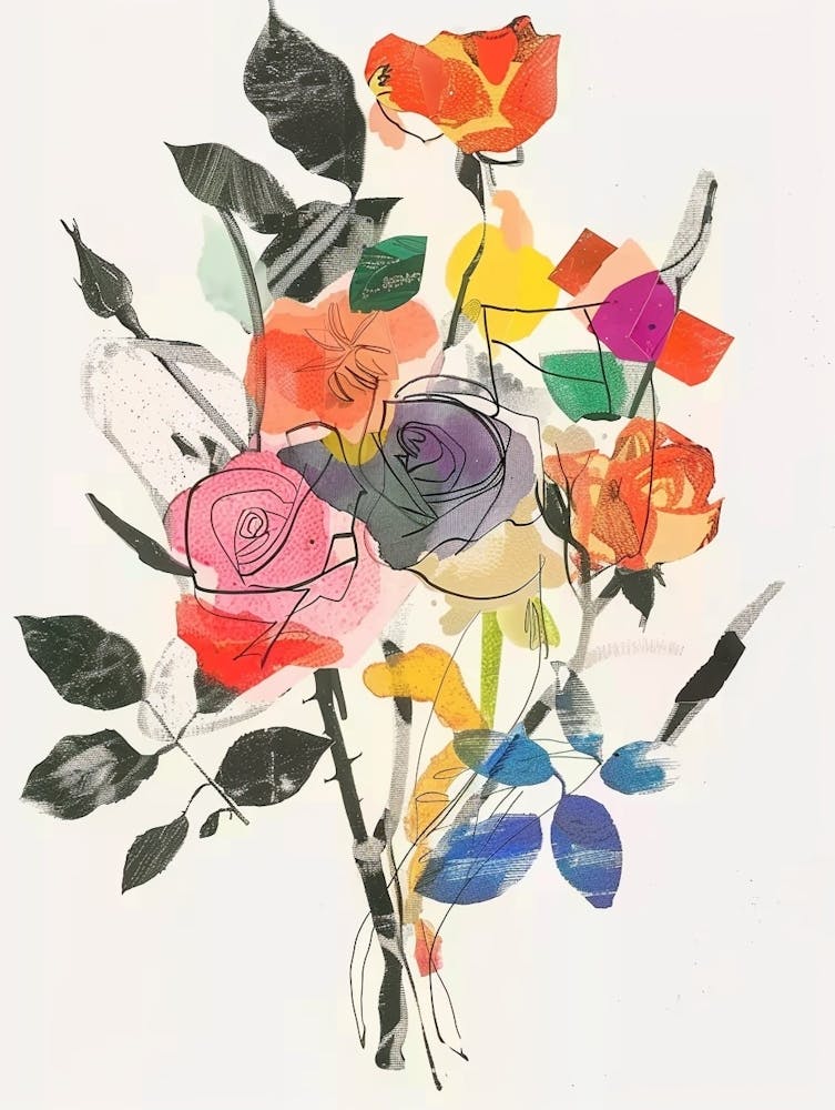 Rose 1 Collage Flower Bouquet