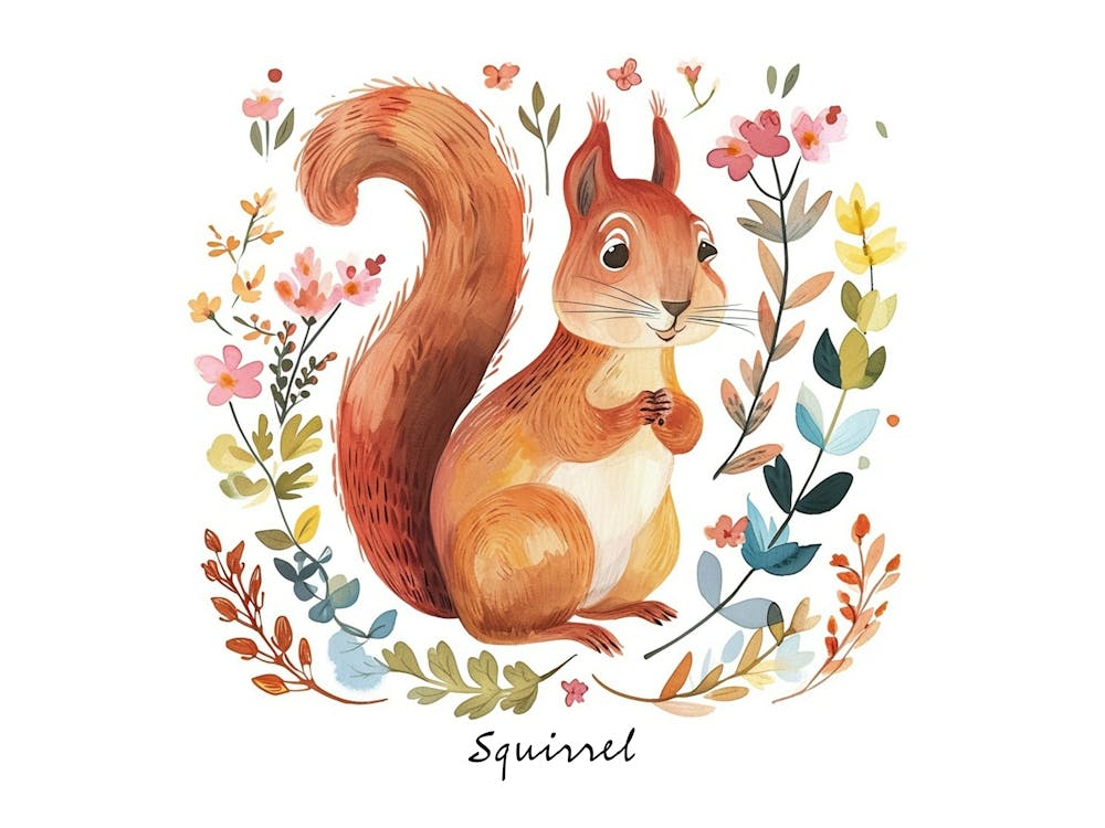 Little Floral Squirrel 4 Poster