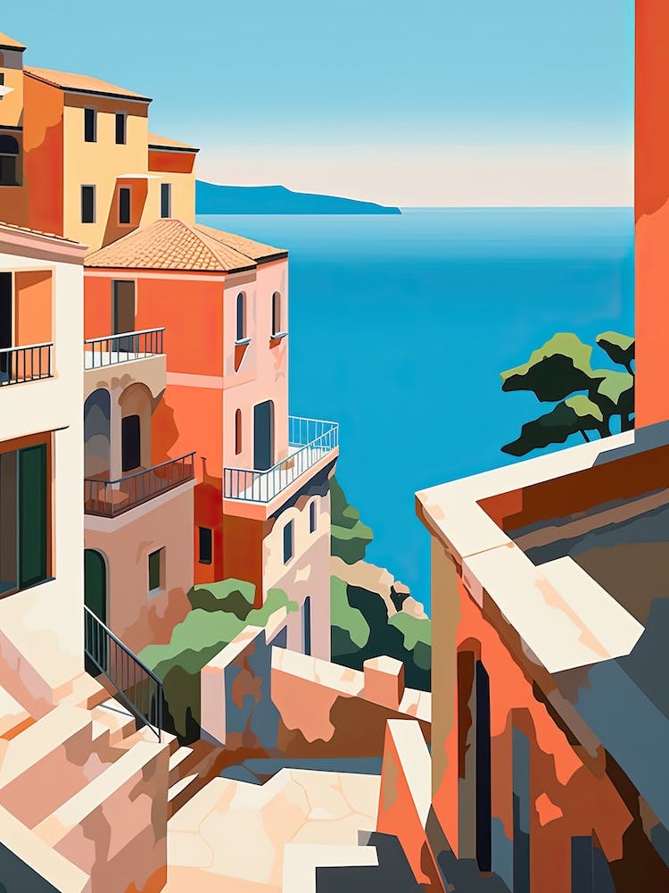 Amalfi Coast, Italy, Bold Outlines 2