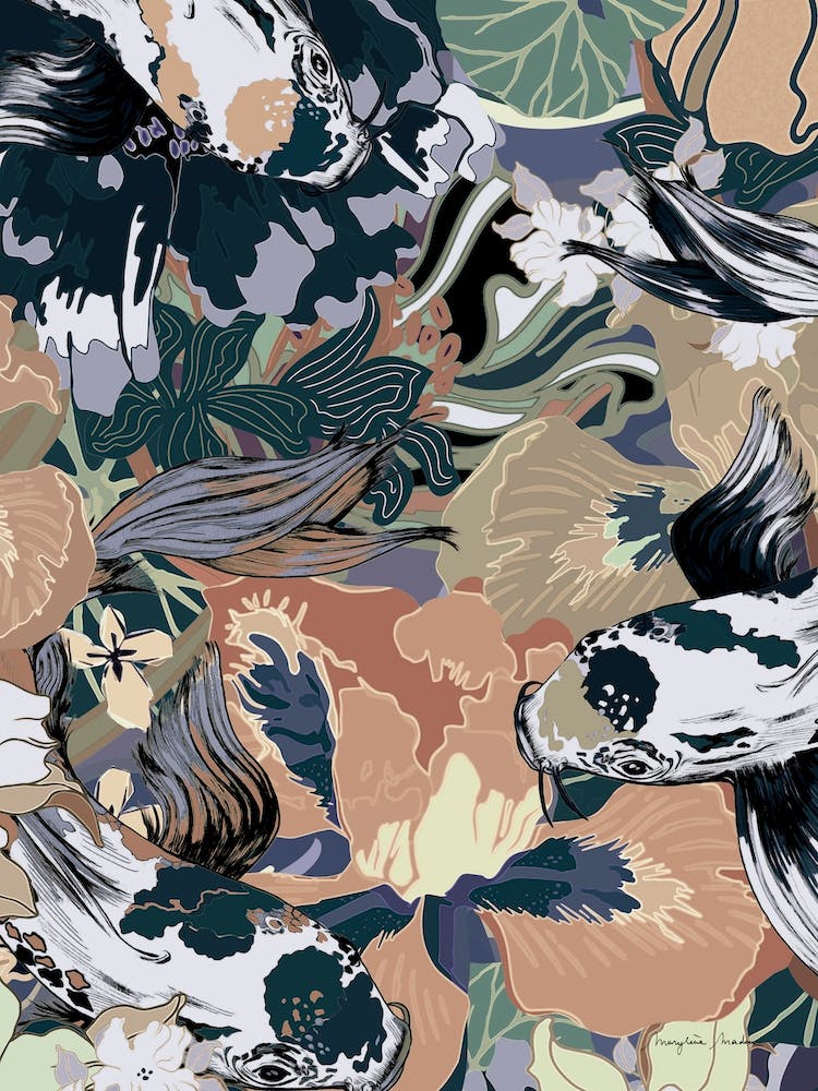 Floral Koi Pond Petrol