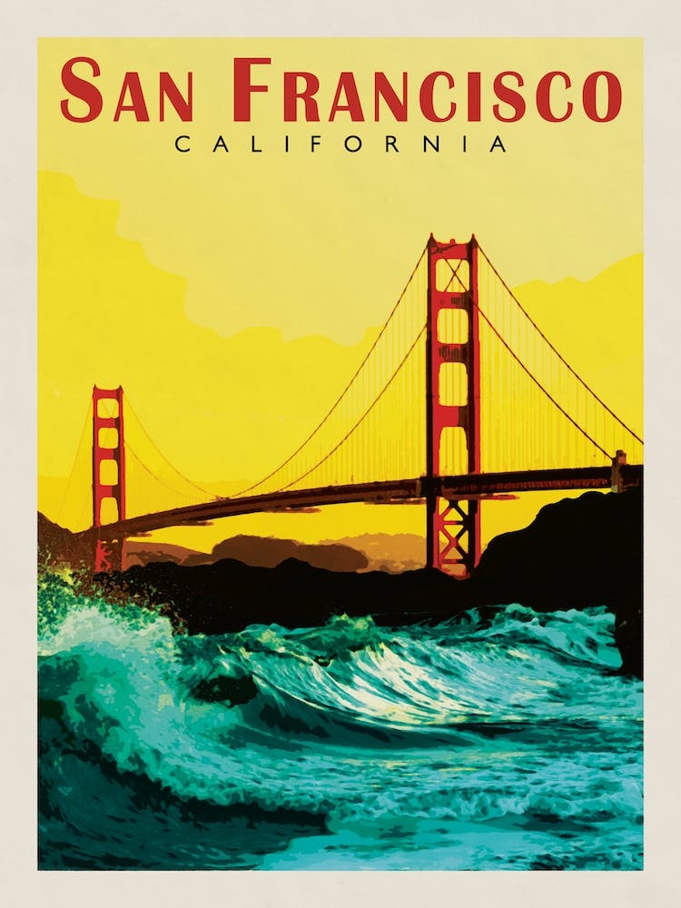San Francisco California Sunset Travel Poster
