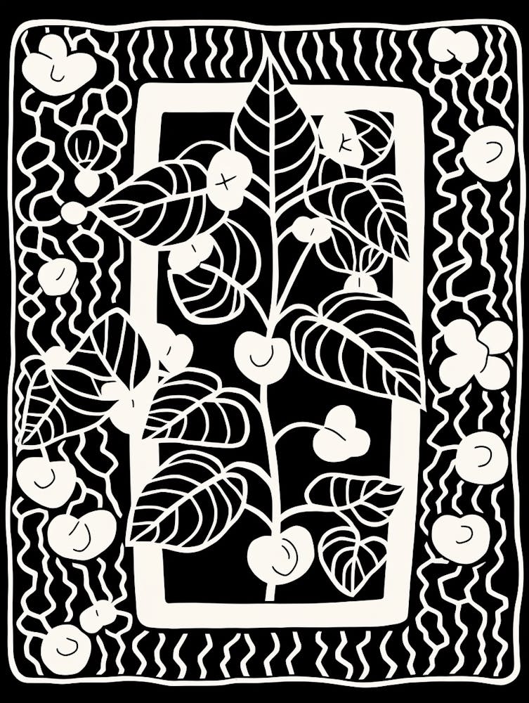 B&W Plant Illustration Hoya 3