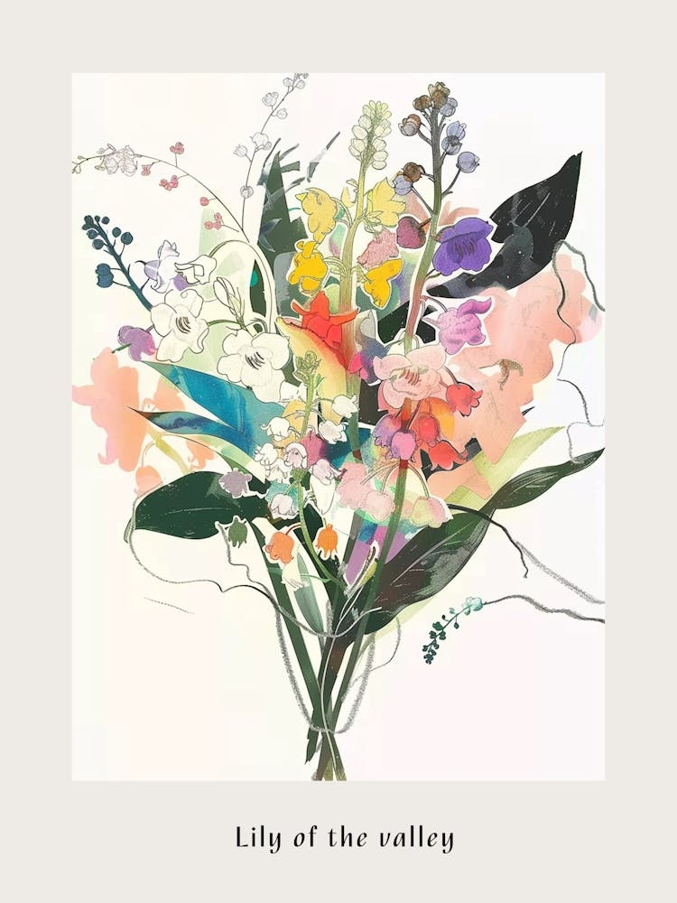 Muguet Collage Bouquet de Fleurs Affiche