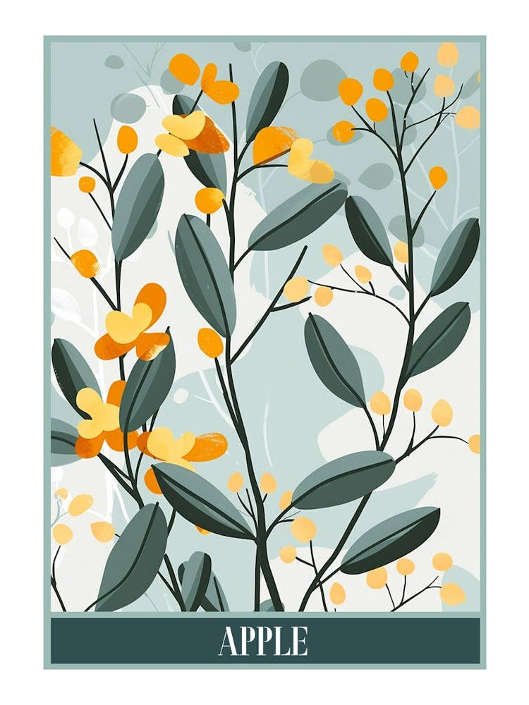 Apple Tree Flat Illustration 4 Poster