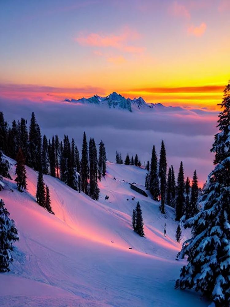 Kitzsteinhorn, Austria 2 Sunrise Skiing Poster