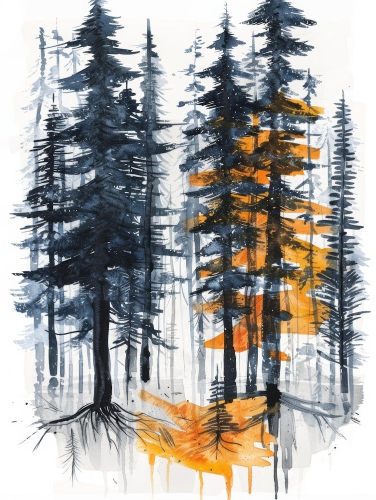 Pine Trees In The Forest