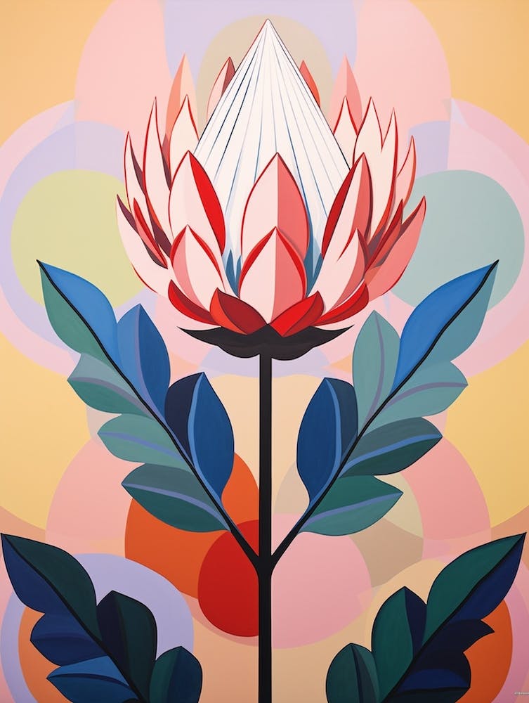 Protea 1 Hilma Af Klint Inspired Pastel Flower Painting