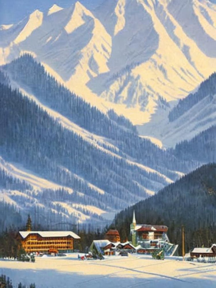 Kranjska Gora, Slovenia Ski Resort Vintage Landscape 2 Skiing Poster