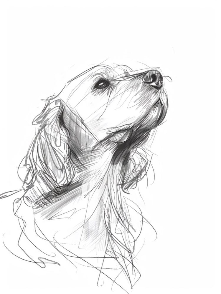 English Cocker Spaniel Hund Kohlezeichnung 2