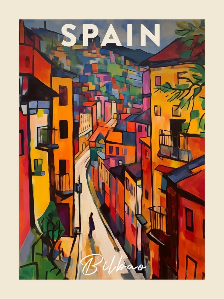 Bilbao Spain 3 Fauvist Painting  Travel Poster