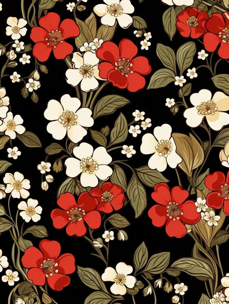 Alpine Forget Me Not 1 William Morris Style Winter Florals