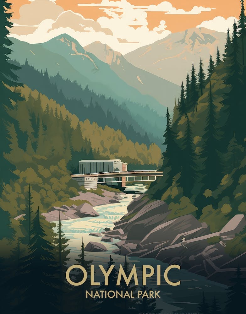 Olympic National Park Vintage Travel Poster 1