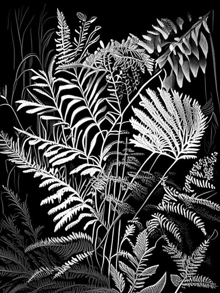 Marsh Fern Wildflower Linocut 2