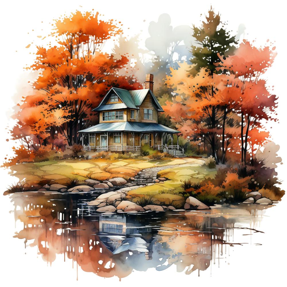 Autumn House By The Lake