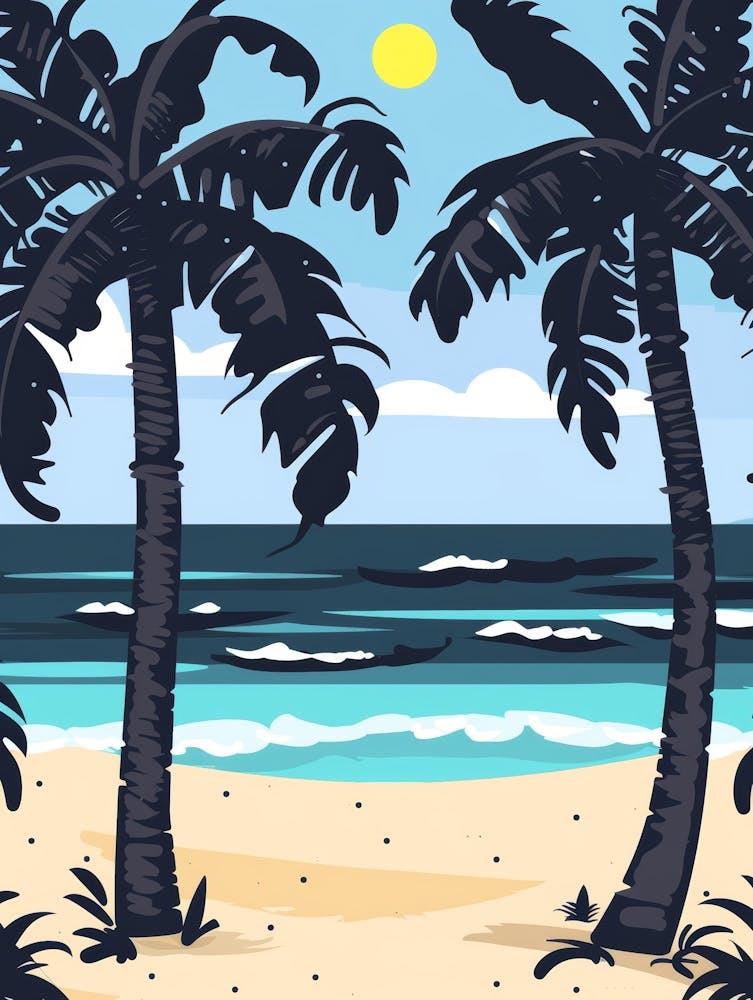 Illustration Vectorielle De Palmiers Sur La Plage