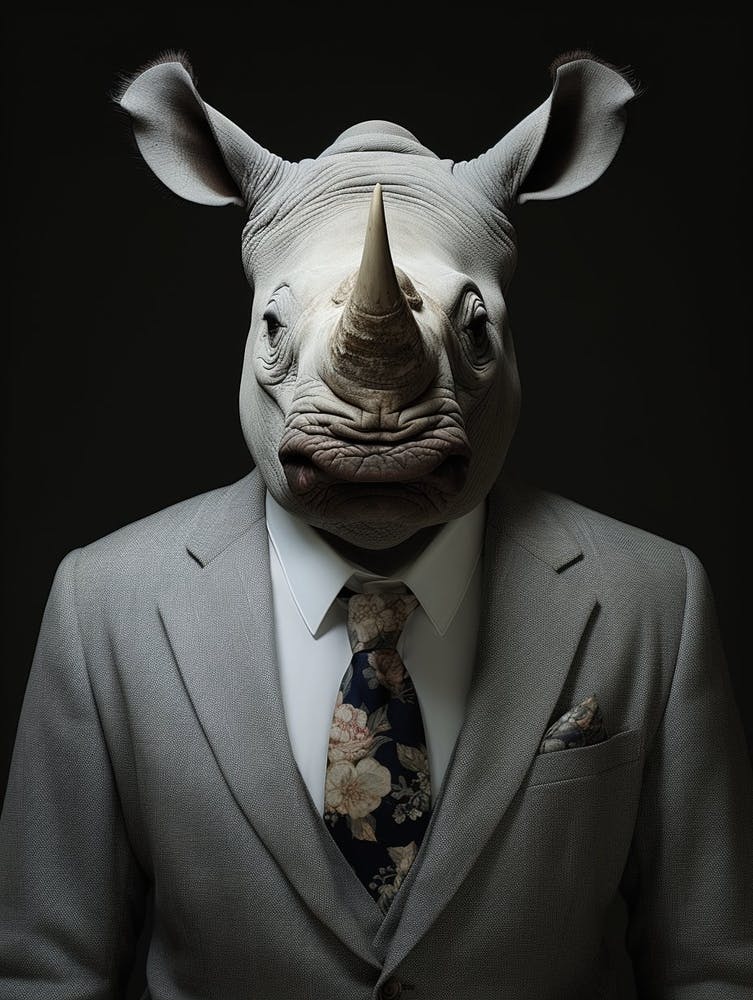 Rhinoceros Wearing A Suit 2