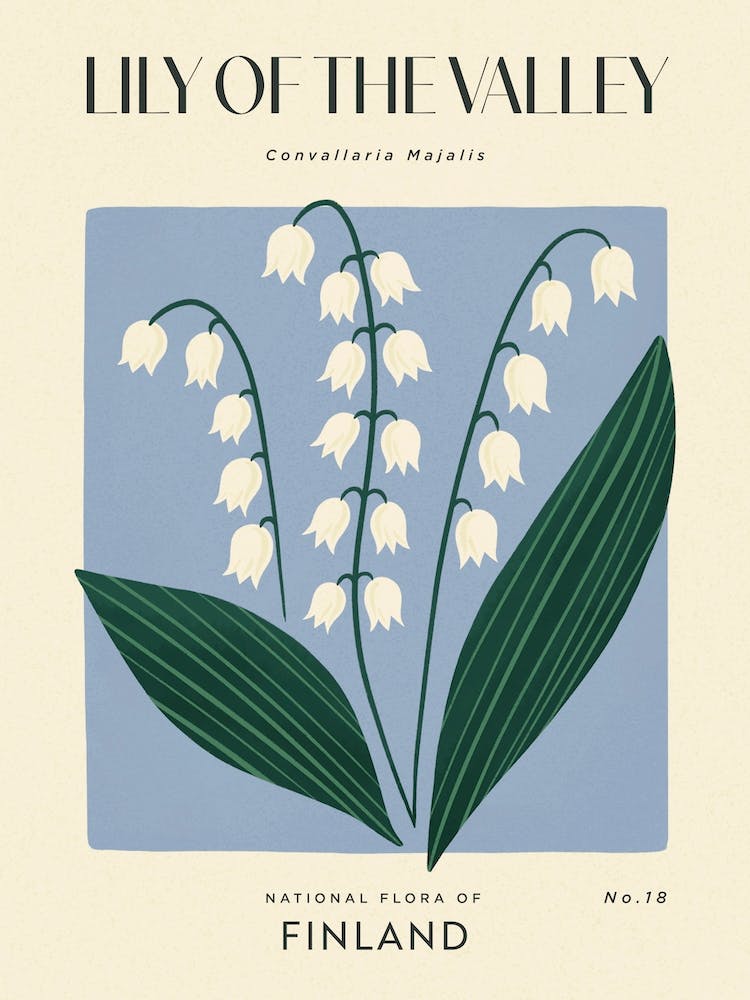 Vintage Blue And Green Lily Of The Valley Flower Of Finland