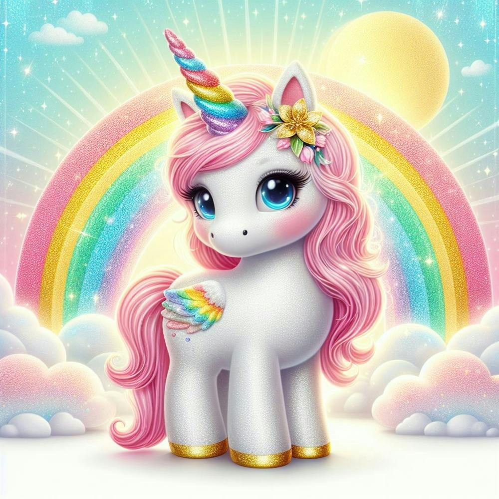 Cute Unicorn with sun and rainbow 1