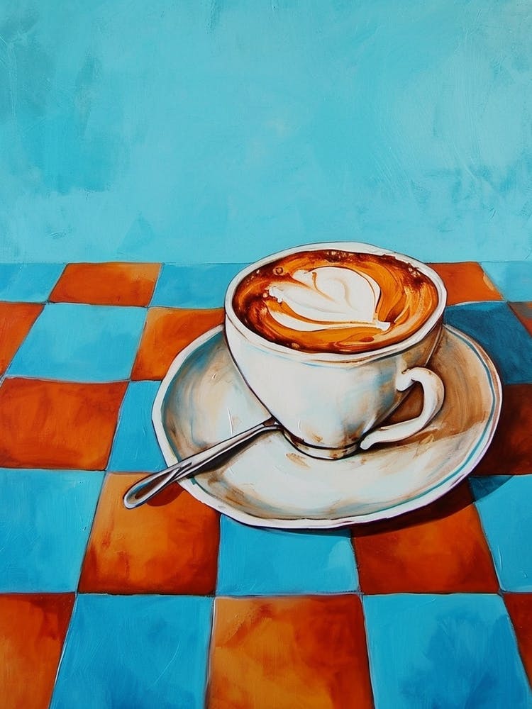 Coffee Blue Checkered 1