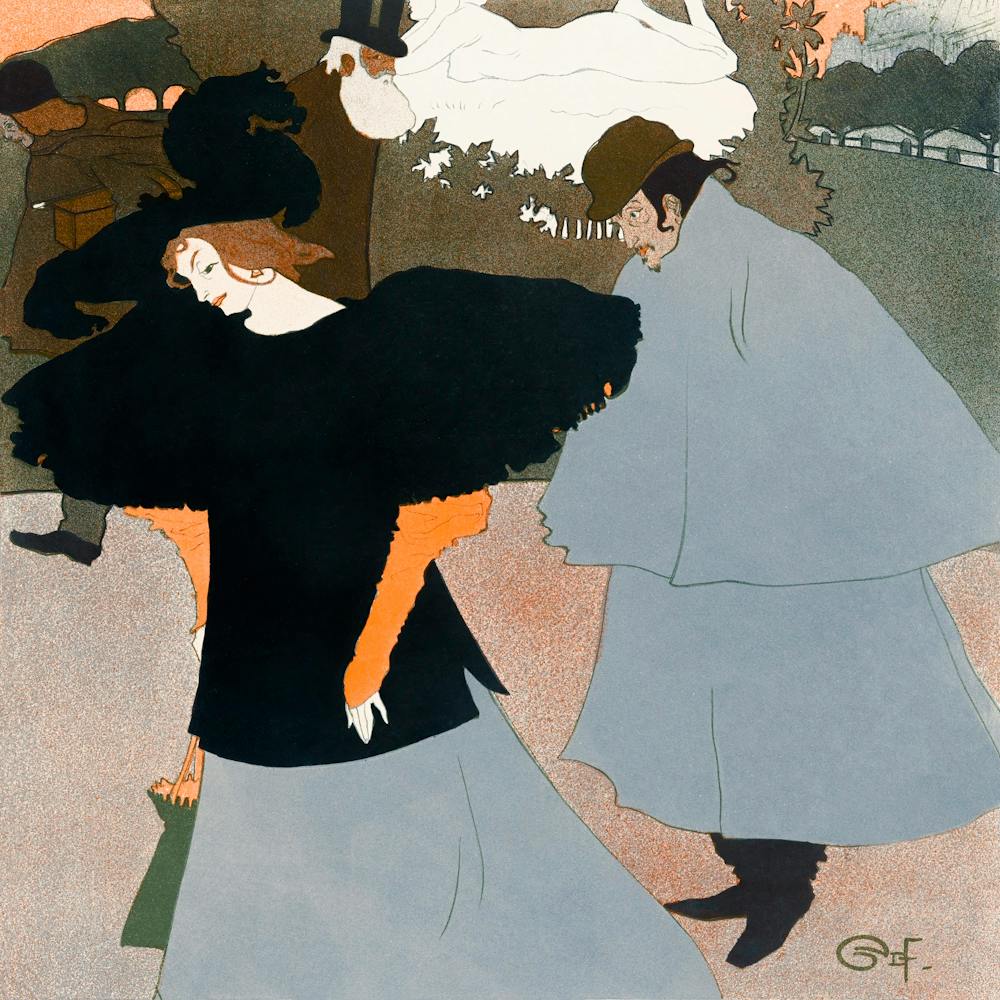Lady on the Street Followed by a Gentleman (ca. 1897), Georges de Feure 1