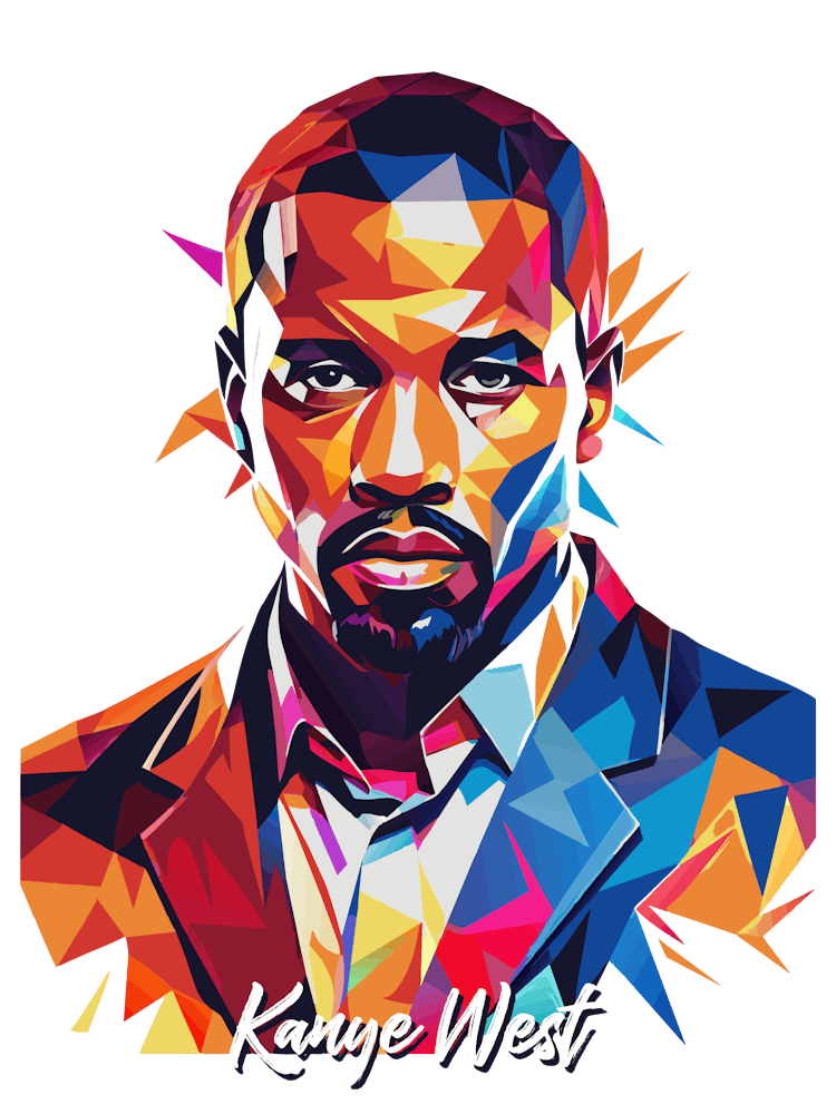 Kanye West 01 Portrait Music Icon Style WPAP Pop Art