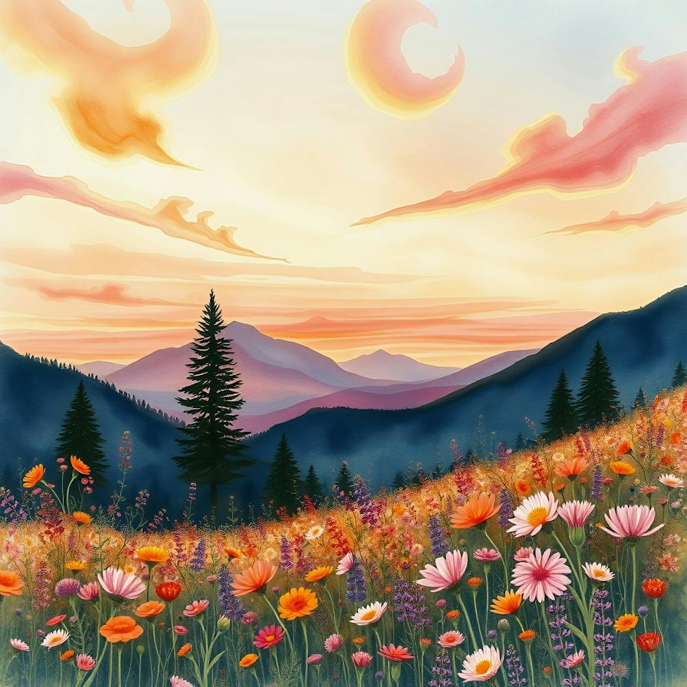 Wildflowers At Sunset 1