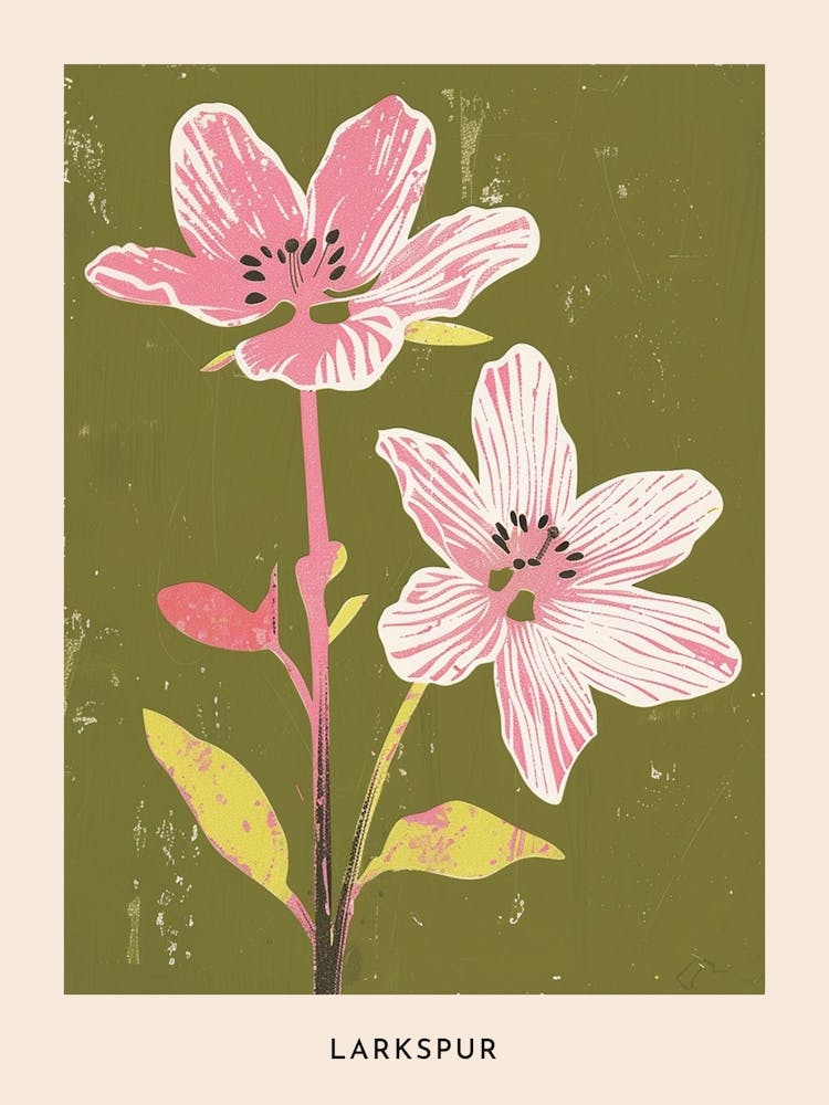 Pinke & Grüne Rittersporn 3 Blumenposter
