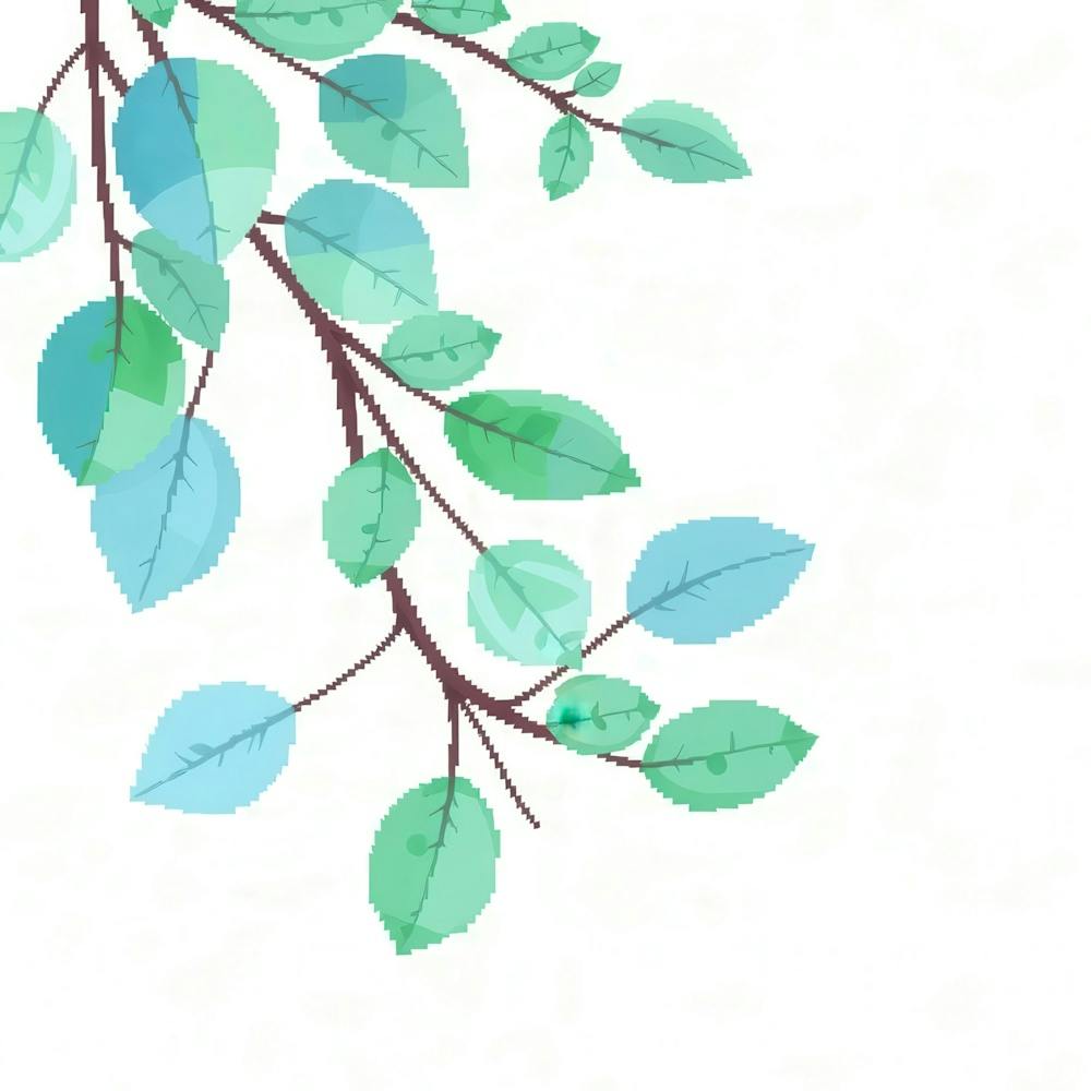 Feuilles à l'Aquarelle Sur Une Branche