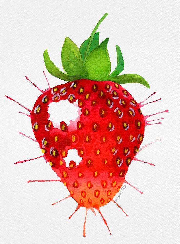Strawberry Watercolor Artwork