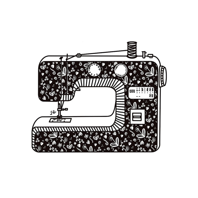 Floral Sewing Machine Black and White 1
