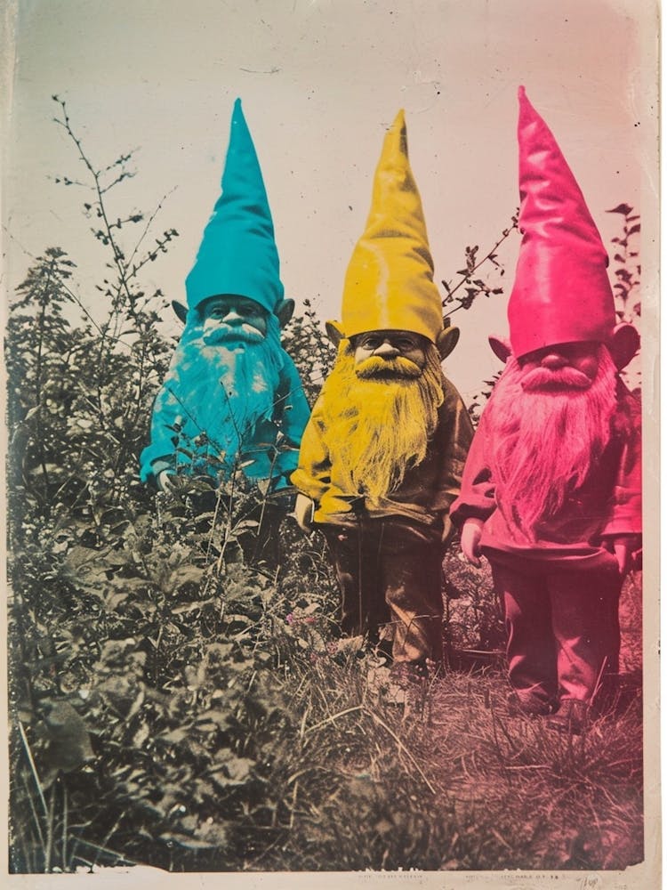 Retro Photo Of Gnomes In The Garden 1
